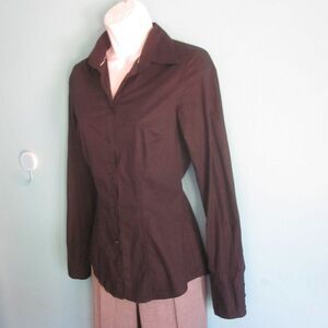 Seidensticker Women Size XS Black Cotton Dress Shirt Size 34 Button Front Blouse